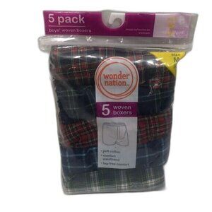 5 Pack Boys Woven Boxers Size M (8) Soft Cotton Comfort Waistband Wonder Nation‎